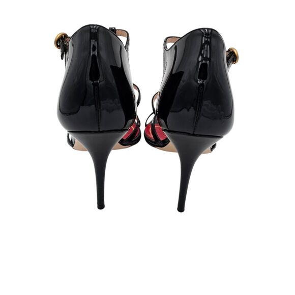 Gucci GG Jerry Patent Leather Cage Sandal Size 38.5 US 8.5 Black Pointed Toe - Picture 3 of 9